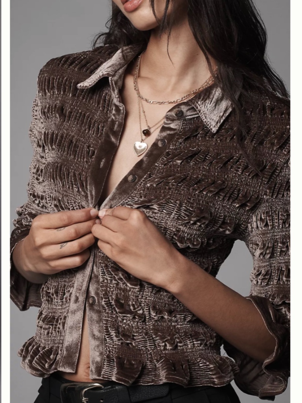 Maeve Anthropologie Blue Velvet Smocked Ruffle Jacket XXS NWT